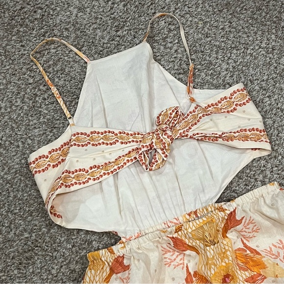 Anthropologie farm rio orange and cream strapless beachy halter top maxi dress - Picture 5 of 9